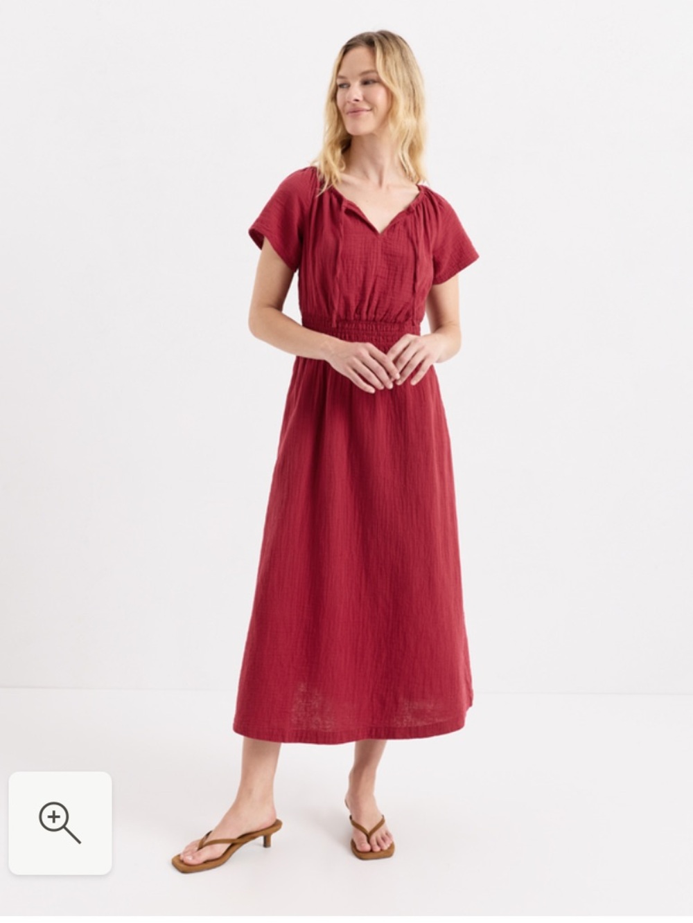 Organic Coastal Double Gauze Boho Midi Dress